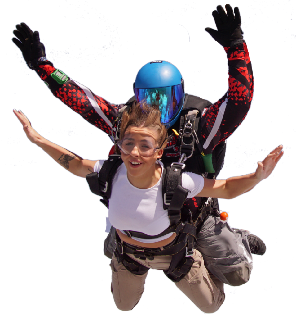 Tandem skydive near Leeds with aircraft in the background